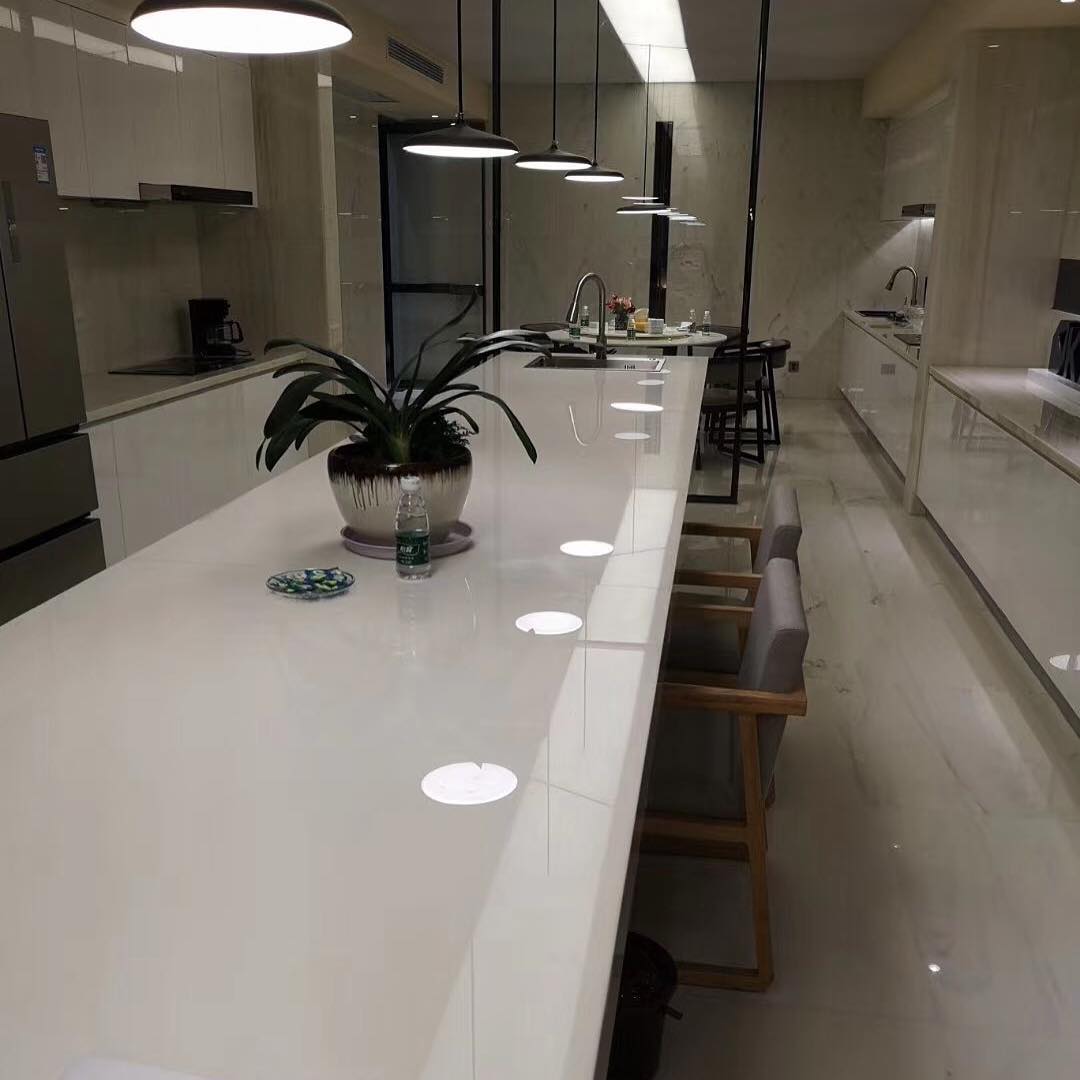 crystal white nano glass table