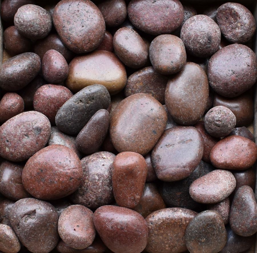 red polished pebbles