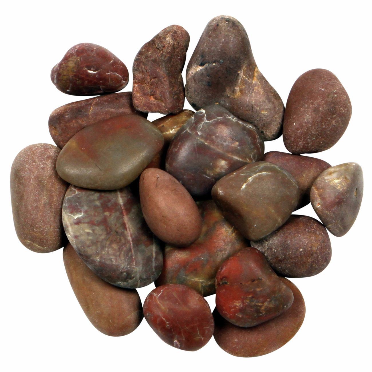 red polished pebbles stone