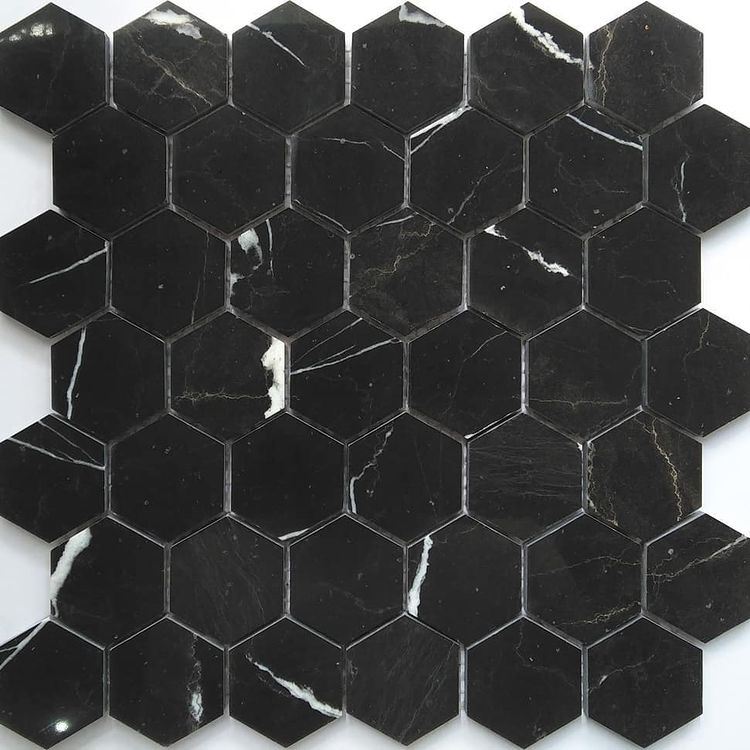 nero marquina hexagon mosaic