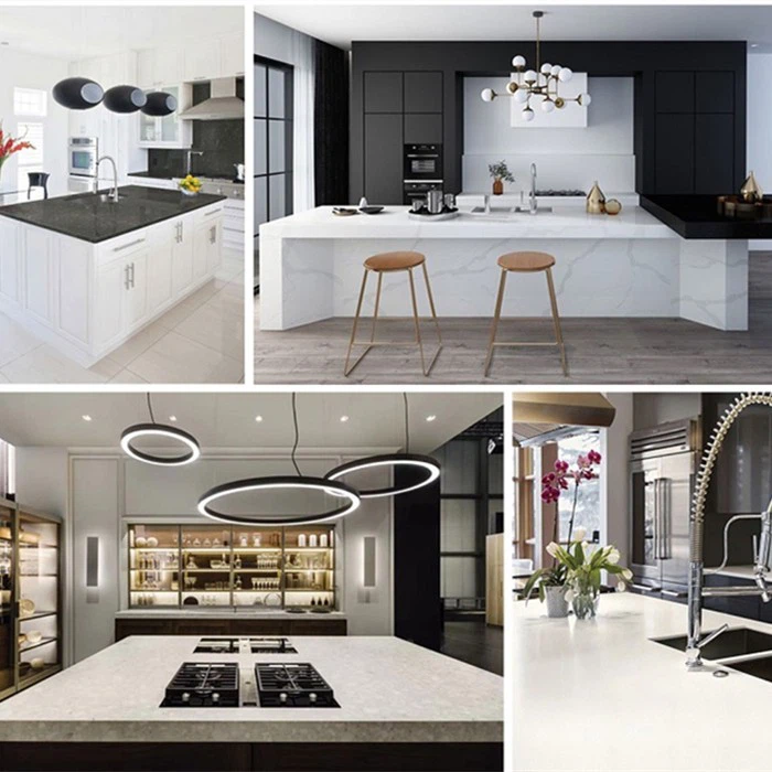 Chinese Kitchen Artificial Quartz Marble Quartz Stone Carrara White Vanity Countertop