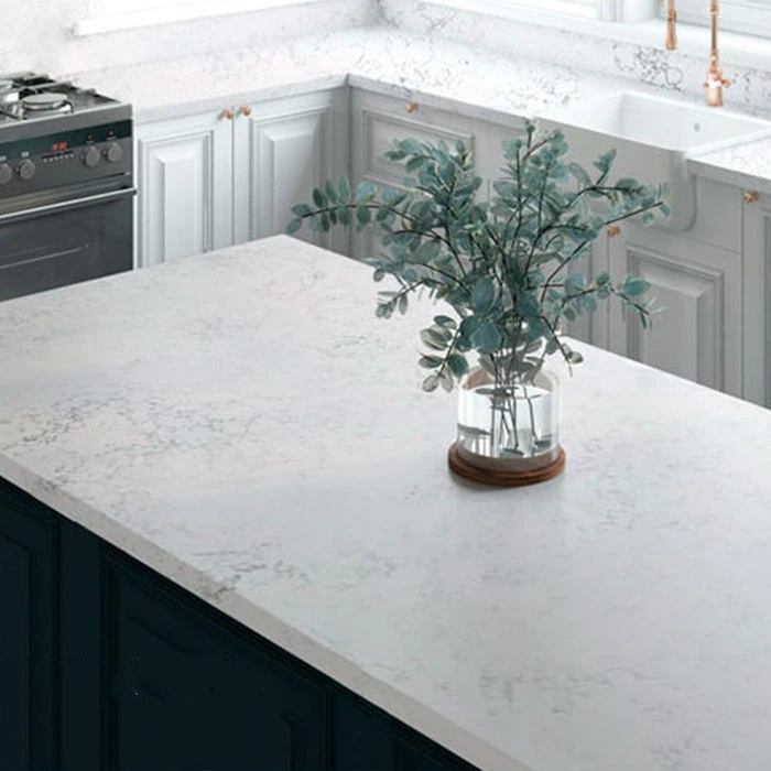 Chinese Kitchen Artificial Quartz Marble Quartz Stone Carrara White Calacatta Vanity Countertop